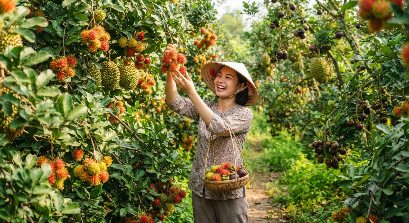 Đắm mình vào sắc màu tại vườn trái cây Long Khánh